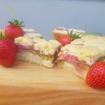 Strawberry & Rhubarb Shortcake Slice